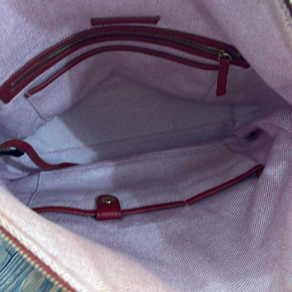 USED DOONEY & BOURKE RED PEBBLE LEATHER SATCHEL BAG - Picture 5 of 8